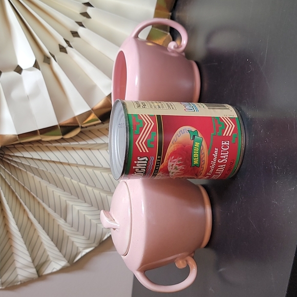Vintage California Pottery Creamer and Sugar Set - Pink - Picture 2 of 9